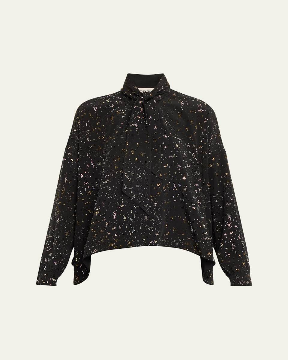 Meteor Shower Embellished Scarf Blouse